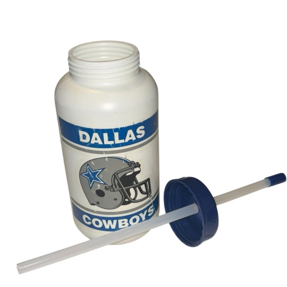 Vintage Dallas Cowboys Team NFL Plastic Straw-Cup Tumbler‎ Football 1989